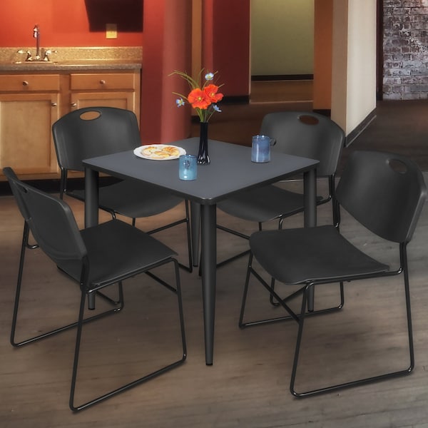 Regency Kahlo Square Table & Chair Sets, 36 W, 36 L, 29 H, Wood, Metal, Polypropylene Top, Grey TPL3636GYBK44BK - main